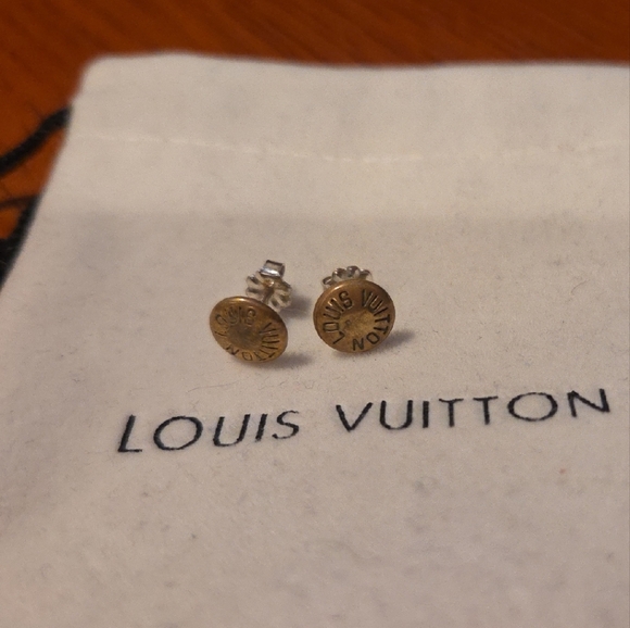 Louis Vuitton Gold Logo Earrings - Picture 3 of 4